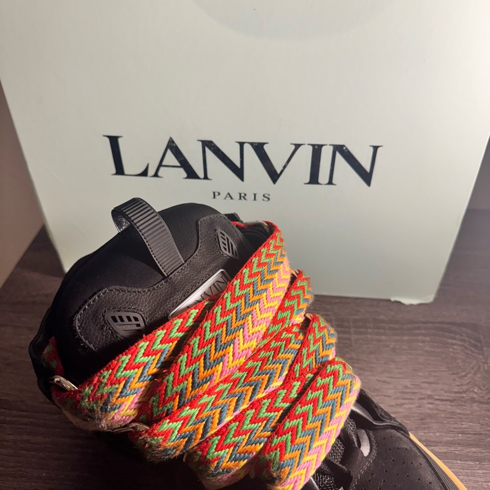 Lanvin Black Sneakers with Colorful Laces
